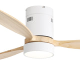 ZUN 52 Inch Flush Mount Ceiling Fan DC 3 Solid Wood Fan Blade Noiseless Reversible Motor Remote Control W882P244711