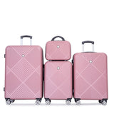 4-piece ABS lightweight suitcase, 14 inch makeup box, aircraft wheels PINK W284P149258