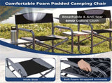 400LBS Heavy Duty Folding Camping Chair with Side Table & Cup Holder, Padded Directors Chair for 37474149