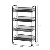 Exquisite Honeycomb Net Four Tiers Storage Cart with Hook Black 01157249