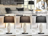 Table Lamps Set of 2, Bedroom Lamp with USB AC Charging Ports, Modern Glass Beside Lamps for Living W3355P391317