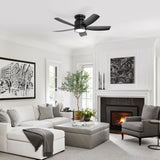 42 Inch Flush Mount Ceiling Fans with LED Light 22W and Remote Control 5 ABS Fan Blades for Bedroom W882P293991