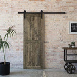 ZUN 30 in. x 84 in. Sliding Barn Door with 5FT Barn Door Hardware Kit & Handle ,K Frame,Solid Spruce 82569458