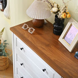 White Dresser for Bedroom, 6 Drawer Dresser with Wide Drawer and Metal Handles, White Dresser, Wood W1157P307957