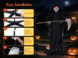 6 FT Life Size Animated Grim Reaper Halloween Prop with Flashing Red Eyes Full Body Wiggle, Sound 98538347