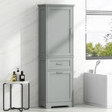 ZUN Tall Bathroom Storage Cabinet, Storage Cabinet with Two Different Size Drawers and Adjustable Shelf, 77184411