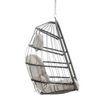 ZUN Outdoor Wicker Rattan Swing Chair Hammock chair Hanging Chair with Aluminum Frame and Grey Cushion W34965380