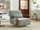 29.72"W Swivel Modern Upholstered Accent Chair with Solid Wood Armrests and 360 Degree Comfy Lounge W3188P417949