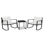 ZUN Single 2pcs Coffee Table 1pc Exposed Rocking Chair Three-Piece Set Black 86452493