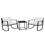 Single 2pcs Coffee Table 1pc Exposed Rocking Chair Three-Piece Set Black 86452493