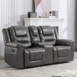 2 Seater Home Theater Recliner Manual Recliner Chair with a Storage Box and Two Cup Holders for WF323619AAE