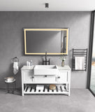 72 in. W x 36 in. H Black Framed LED Single Bathroom Mirror in Polished Crystal Bathroom W928P178044
