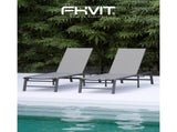 Assemble-Free Chaise Lounge Outdoor, Aluminum Outdoor Chaise Lounge Set of 2 , Patio Lounger W5756P485212