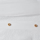 3 Piece Cotton Waffle Weave Comforter set White Full/Queen B03597060