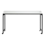 ZUN White Finish Multipurpose Over the Bed Desk with Adjustable Height, Metal Legs with Casters, Overbed B011P244980