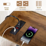 70.9 inch Extra Long Console Table with 2 Power Outlets & USB Ports, Rustic Industrial Sofa Table 55958898