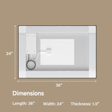 24x36" Black Tempered MirrorDual LED Light StripsFront and Back Lighting T3177P320574