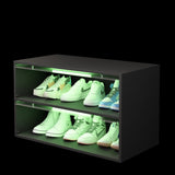ZUN Black Glass Door Shoe Box Shoe Storage Cabinet For Sneakers With RGB Led Light W132052897