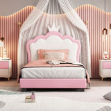 Twin size Upholstered Princess Bed With Crown Headboard,Twin Size Platform Bed with Headboard and N733P180807H