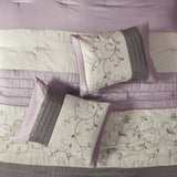 Embroidered 7 Piece Comforter Set Purple Queen B03596941