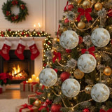 6PCS Set 3.9" Christmas Glass Ball Ornaments Hanging Decorations for Holiday Tree Party Baubles FBA 71096669