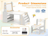 Grey Kids Activity Table with Magnetic Whiteboard/Chalkboard & Paper Roll, Multi-Storage Art Desk 06087577