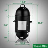 ZUN Vertical Steel Charcoal Smoker, Heavy Duty Three Layer Round BBQ Grill Smokey Mountain Cooker for 11838107