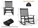 Outdoor Wood Rocking Chair, Wooden Patio Rocking Chair with Comfortable Backrest, Weatherproof Patio 23489524