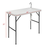 Folding Portable Fish Fillet & Hunting & Cutting Table with Sink Faucet 08732906