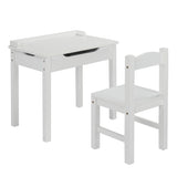Flip Top Kids Table and Chair Set, Wood Activity Table Set with Storage Space for Arts Crafts, White 50422470
