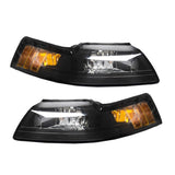 ZUN 2pcs Front Left Right Car Headlights for Ford Mustang 1999-2004 Black Housing & Clear Lens 28208999