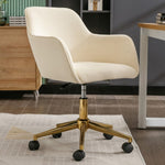 ZUN Modern Velvet Fabric Material Adjustable Height 360 revolving Home Office Chair with Gold Metal Legs 77112687