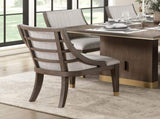Modern Armchairs Set of 2 Brown Finish with Gold Tipping Upholstered Back Seat Wooden Dining B011P246317
