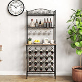 ZUN Industrial Wine Rack Bar Table, 3-Tier Liquor Bottle Glass Holder with Storage Shelves, Metal W2167P202388