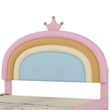 Full Size Upholstered Rainbow Design Bed, Velvet Princess Platform Bed with Storage Drawer, No N733P234609H