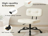 Ergonomic PU Leather Desk Chair, Armless Rolling Chair with Thickened Cushion for Small 77896294