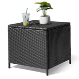 Outdoor PE Wicker Side Table with Storage, Patio Rattan End Table Square Container for Furniture 27645428