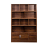70.87" Tall Bookshelf with 10 Cubes and 3 Doors, 4-Tier Bookshelf, Open Shelf Bookcase with Cabinet, W331P257393