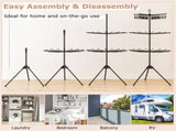 3-Tier Foldable Tripod Clothes Drying Rack with 24 Clips & 32 Rods, 70" Space Saving Laundry Dryer 51752244