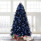 ZUN 8ft Pre-Lit Black Christmas Tree, Full Halloween Xmas Artificial Tree 2486 Branch Tips, 600 Lights, 57068459