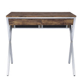 Weathered Oak and Chrome 2-drawer Writing Desk B062P186500
