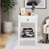 Two-layer Bedside Table Coffee Table with Drawer White 99618998