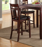 ZUN Modern Contemporary 5pc Counter Height Dining Set Cherry / Brown Finish Unique Eyelet Back 4x Chairs HS00F2252