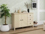 Modern 2 Door 3 Drawer Storage Cabinet,Buffet Cabinet with 2 Embossed Door for Living Room, Kitchen, W688P223053