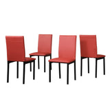 Noyes Faux Leather Seat Metal Frame Dining Chairs, Set of 4, Red T2574P164526
