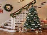6FT Green Snow-Flocked Palm Tree, 1087 PVCPE Tips, 3-Section Auto-Open Christmas Tree 58877644