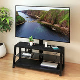 Wooden Storage TV Stand Black Tempered Glass Height Adjustable Universal Swivel Entertainment Center W241P300328