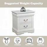 Solid Pine Nightstand with 2 Drawers in White Finish B016P253276