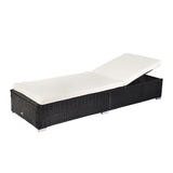 ZUN Outdoor Leisure Rattan Furniture Pool Bed / Chaise -Black 13432209