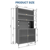 73'' Tall Kitchen Pantry Cabinet , 6 Level Flip Door with Pegboard Spacious, Adjustable & Stylish 07818952